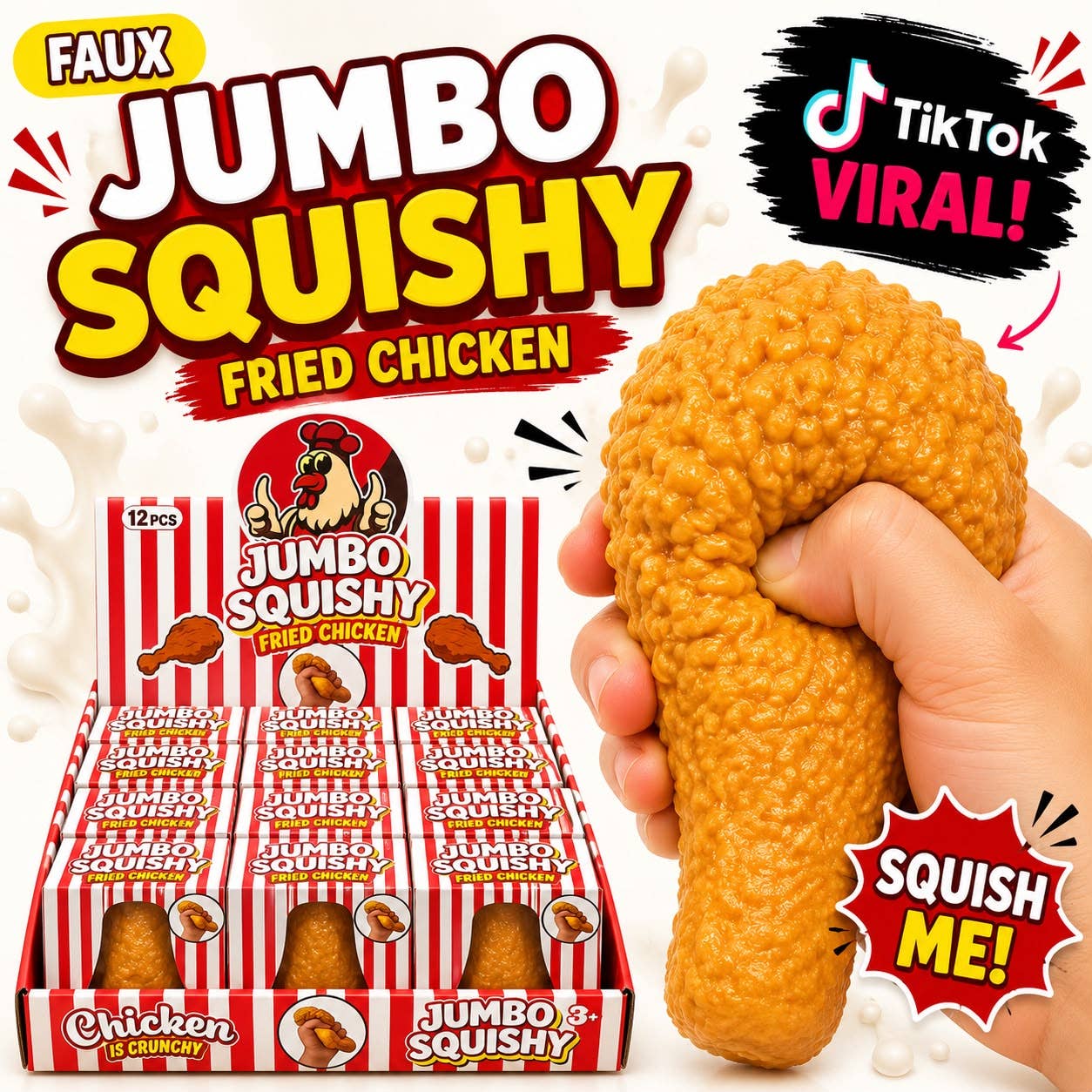 Faux Fried Chicken Squishy –TikTok Viral Crunchy-Look Toys