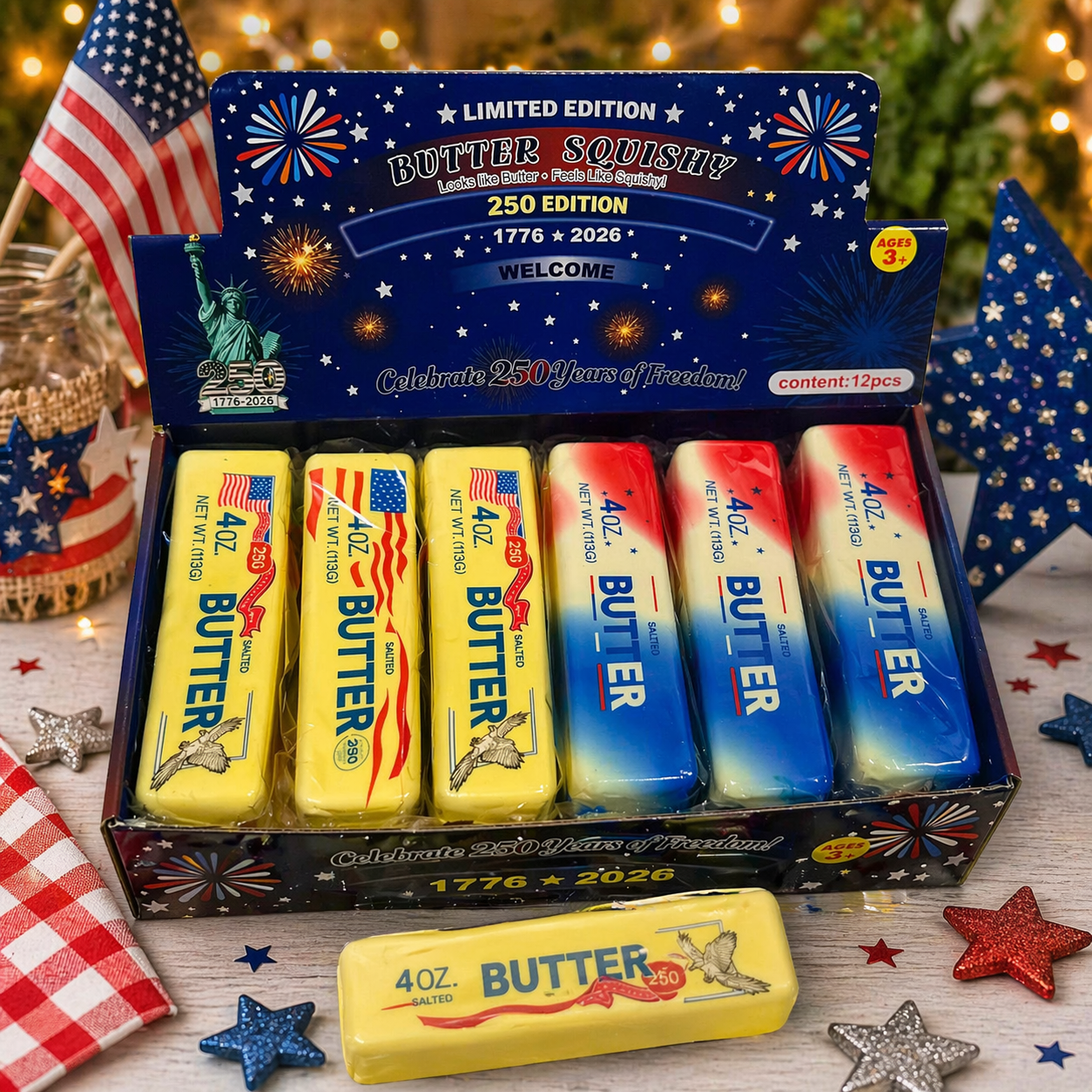 Ultra Squishy Butter โ USA 250 Edition ๐บ๐ธ (Limited Edition) 12 PC PER DISPLAY MSUSBUSA