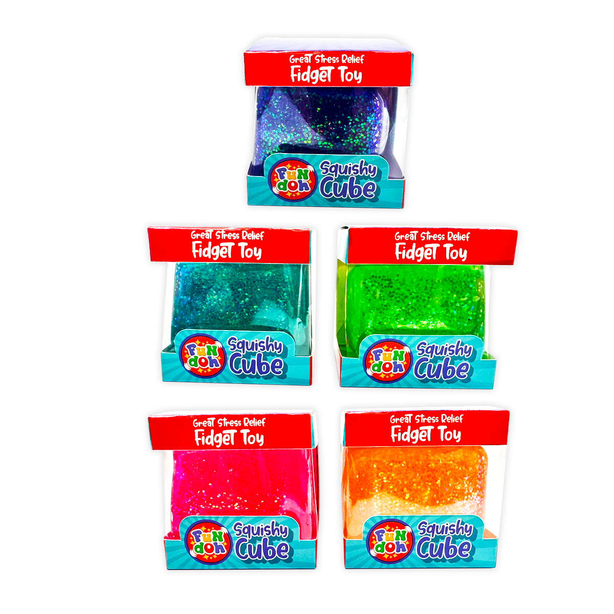 Fun Doh Squish & Squeeze Sparkle Cube Fidget Toy