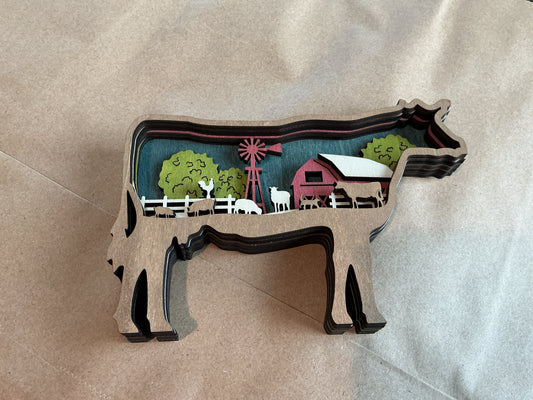 Cow Farm Scene Sitter