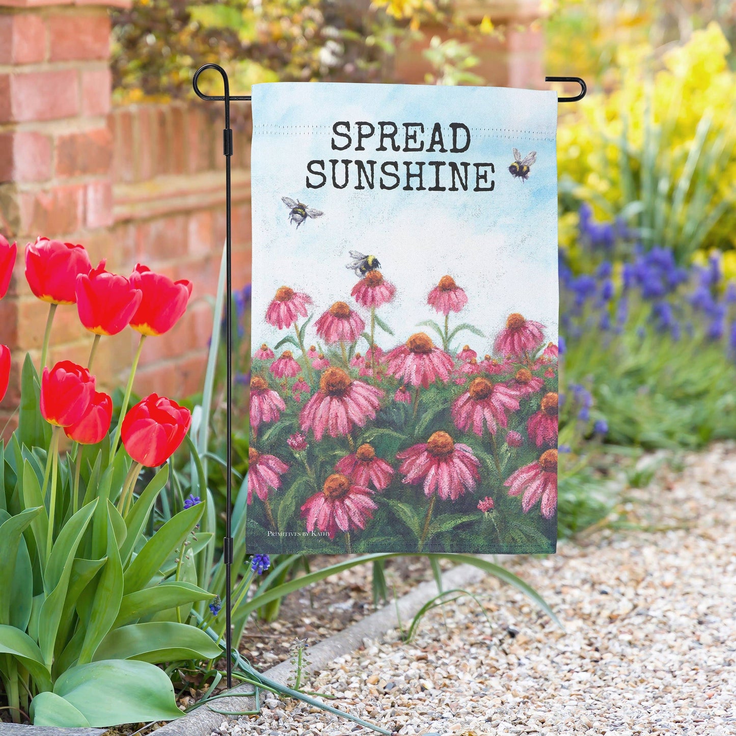 Pink Coneflower Garden Flag