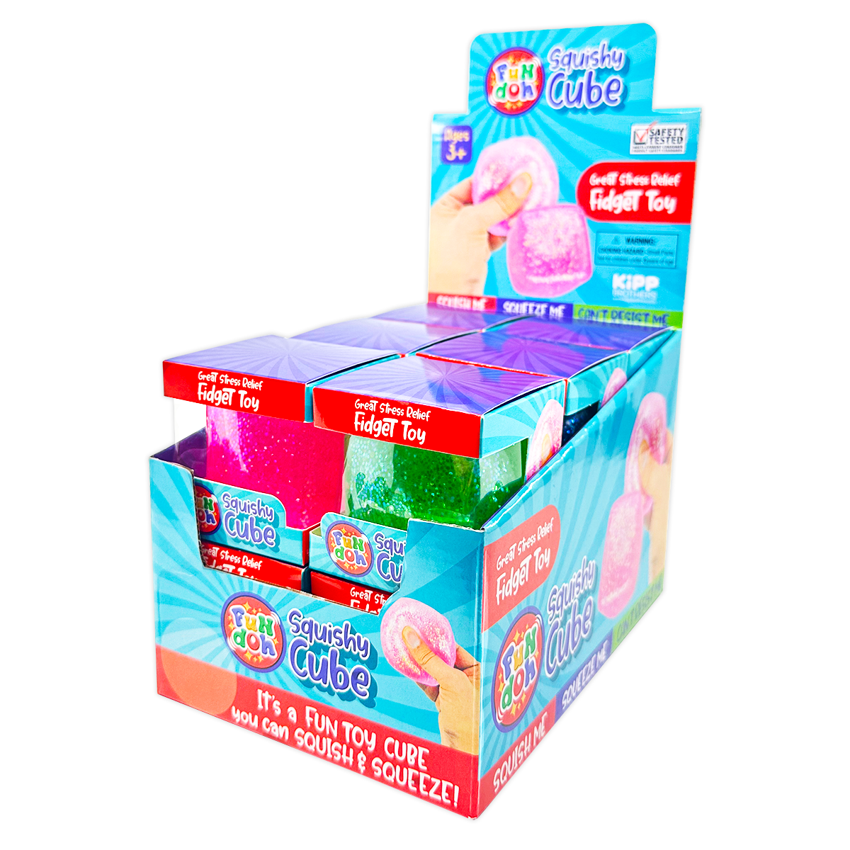 Fun Doh Squish & Squeeze Sparkle Cube Fidget Toy