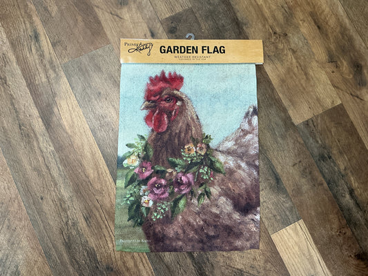 Floral Chicken Garden Flag