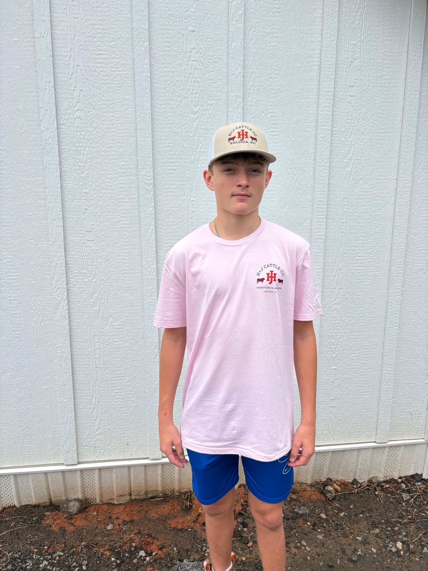 Pink H+J Black Print Raised Right Here Farm Scene T Shirt