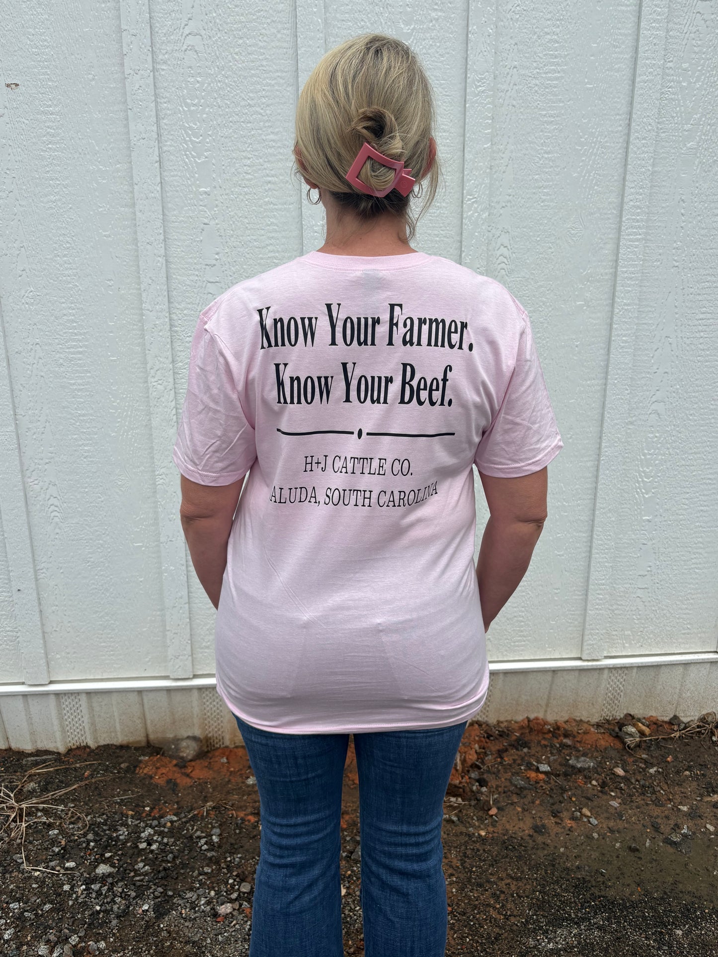 Pink H+J Black Print Raised Right Here T Shirt