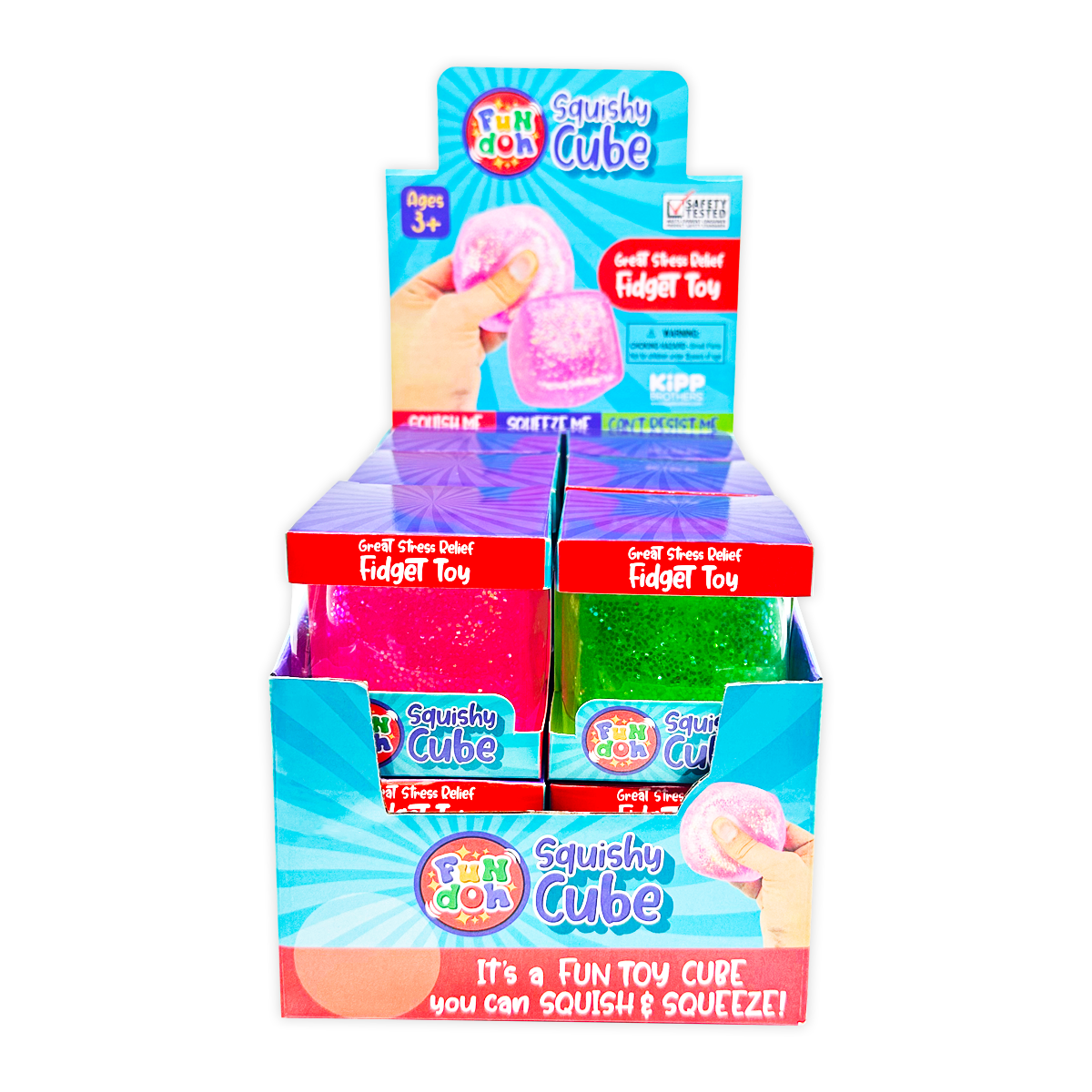 Fun Doh Squish & Squeeze Sparkle Cube Fidget Toy