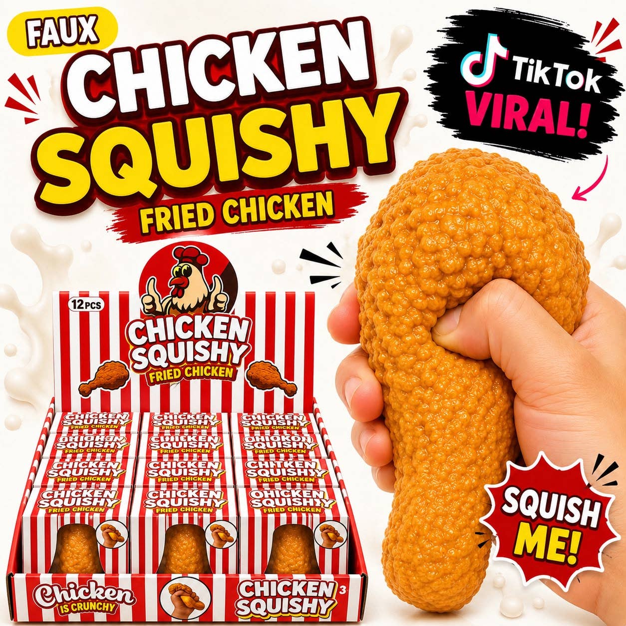 Faux Fried Chicken Squishy –TikTok Viral Crunchy-Look Toys