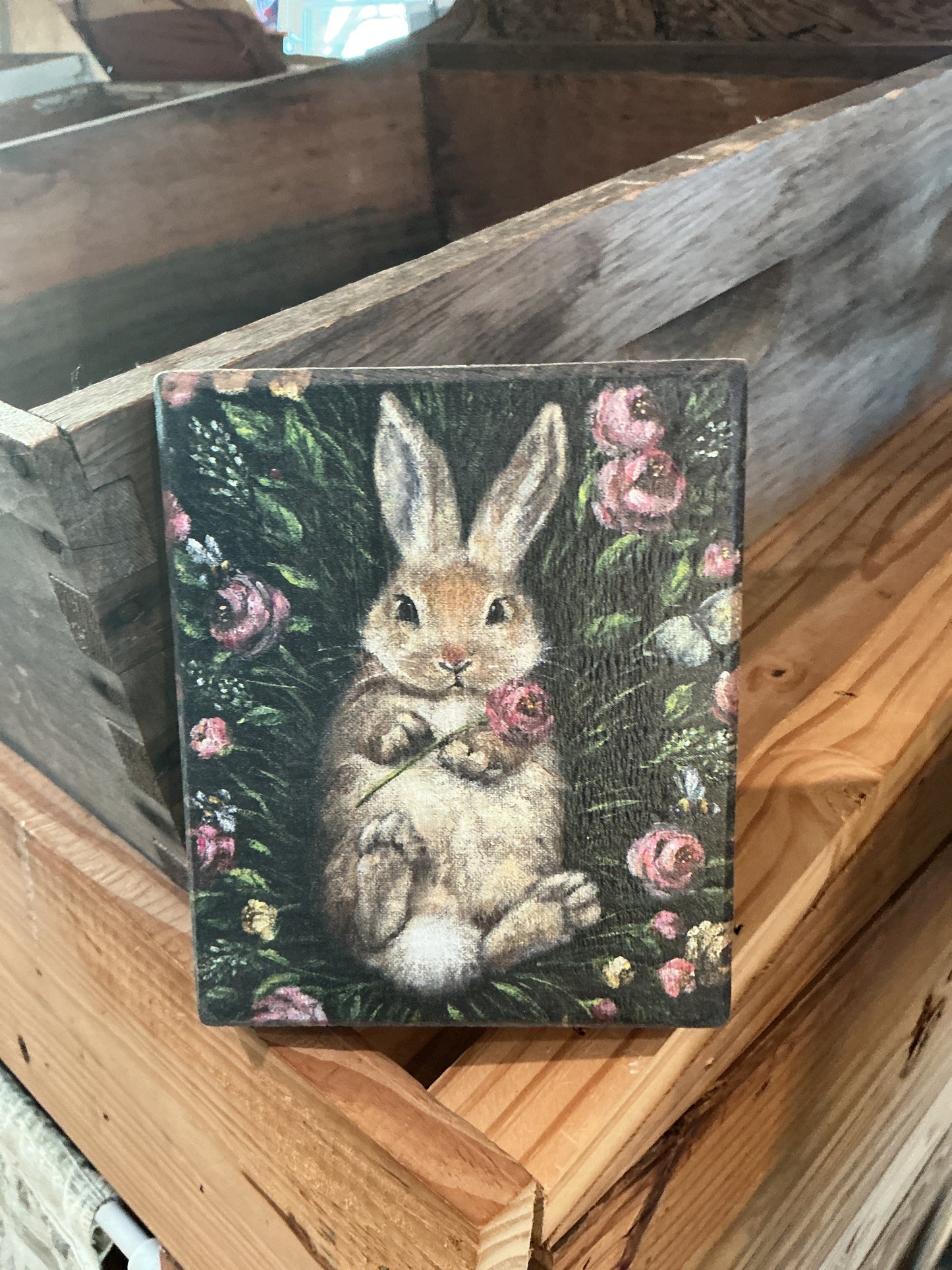 Snuggling Bunny Block Sign
