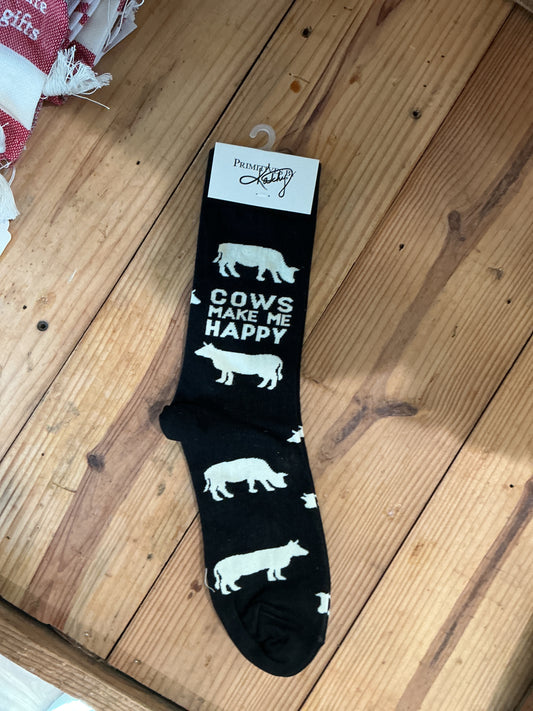Cows make me happy socks